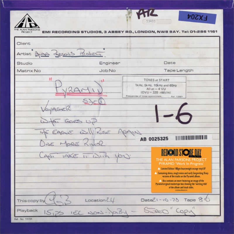 Alan Parsons Project - Pyramid Work In Progress -orange vinyl- (LP) - Velvet Music