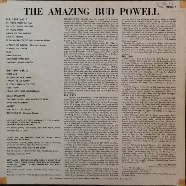 Bud Powell - The Amazing Bud Powell (Volume 1) (LP d'occasion)