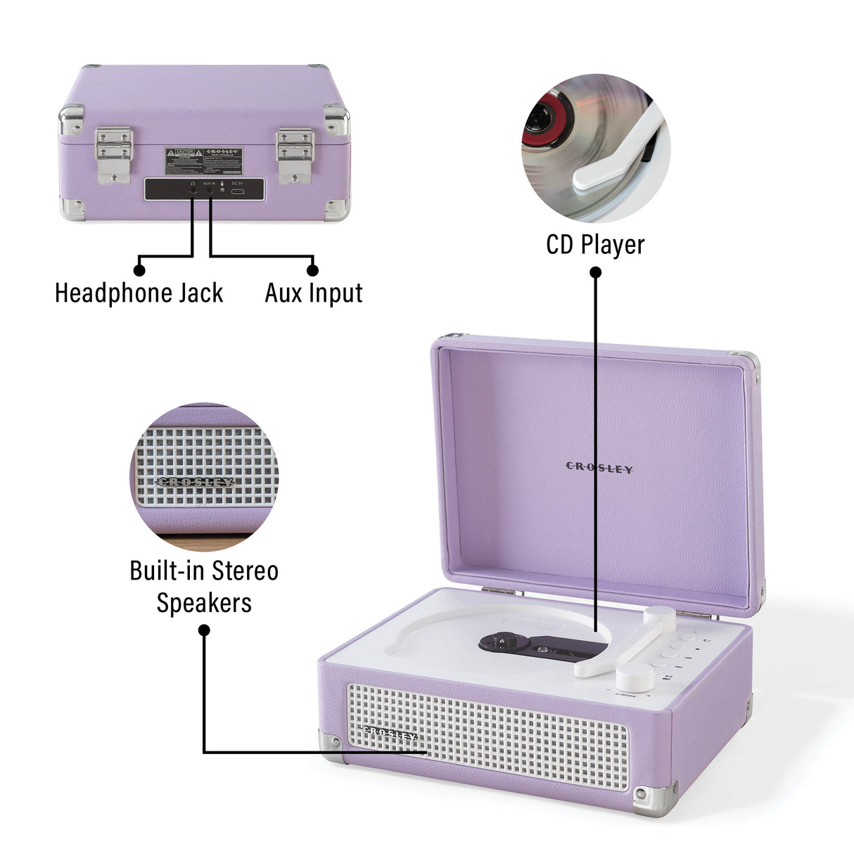 Crosley - Portable CD Player LAVENDER - Velvet Music