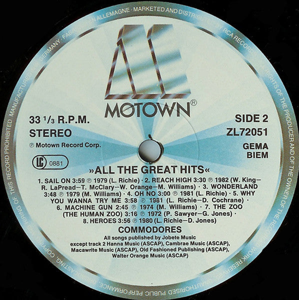 Commodores - All The Great Hits (33T d'occasion)