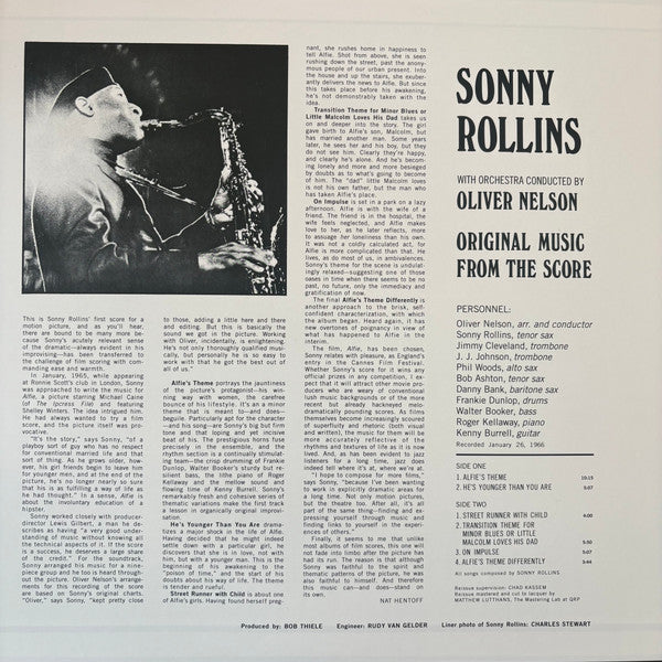 Sonny Rollins With Orchestra Conducted By Oliver Nelson - Original Music From The Score "Alfie" (LP) - Velvet Music