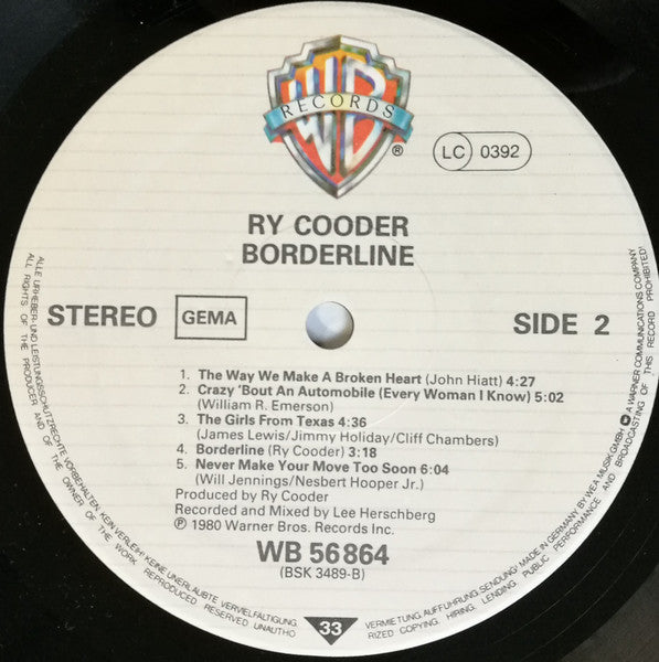 Ry Cooder - Borderline (tweedehands LP) - Velvet Music