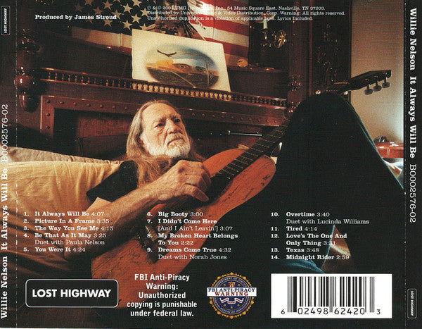 Willie Nelson - It Always Will Be (CD) - Velvet Music