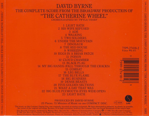 David Byrne - The Complete Score From The Broadway Production Of "The Catherine Wheel" (Choreographed By Twyla Tha (tweedehands CD) - Velvet Music