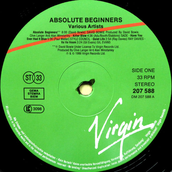 Various - Absolute Beginners The Musical (Songs From The Original Motion Picture) (second hand LP)