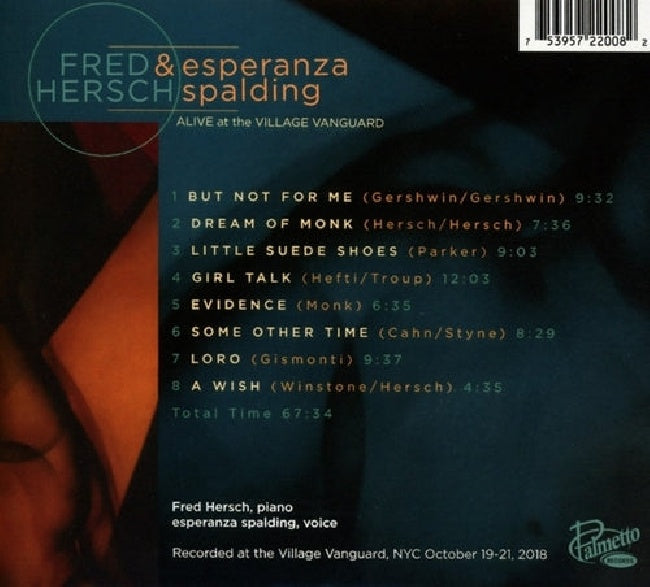 Fred Hersch & Esperanza Spalding - Alive at the village vanguard (CD) - Velvet Music