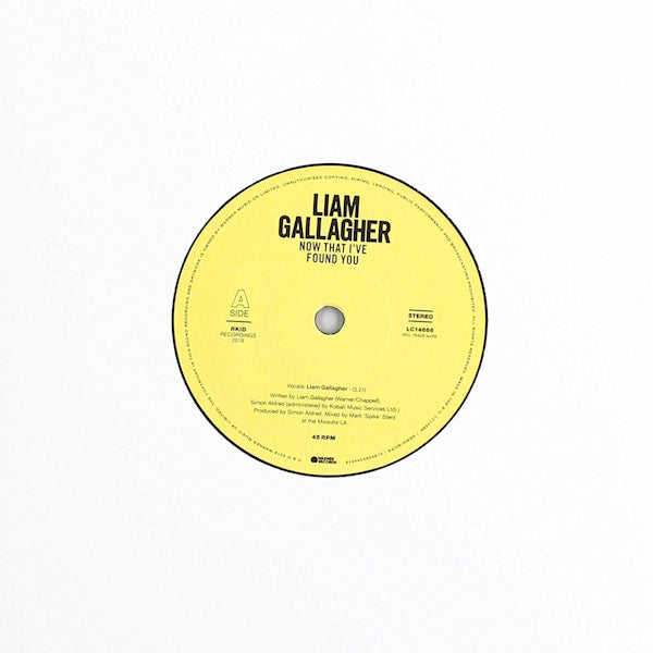 Liam Gallagher - Now that i've found you (single 45 tours)