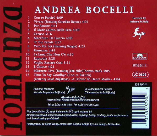 Andrea Bocelli - Romanza (tweedehands CD) - Velvet Music