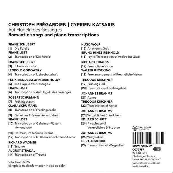Christoph Prégardien, Cyprien Katsaris - Auf Flügeln Des Gesanges: Romantic Songs And Piano Transcriptions (tweedehands CD) - Velvet Music