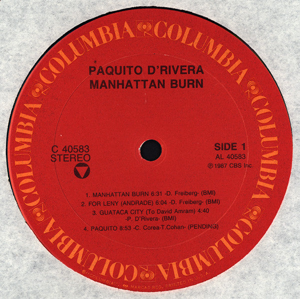Paquito D'Rivera - Manhattan Burn (LP d'occasion)