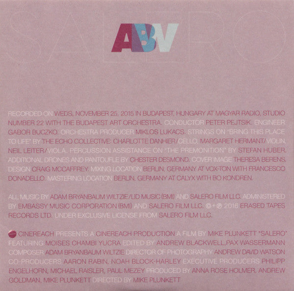 Adam Bryanbaum Wiltzie - Salero (CD) - Velvet Music