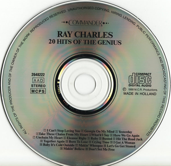 Ray Charles - 20 Hits Of The Genius - Greatest Hits (CD d'occasion)