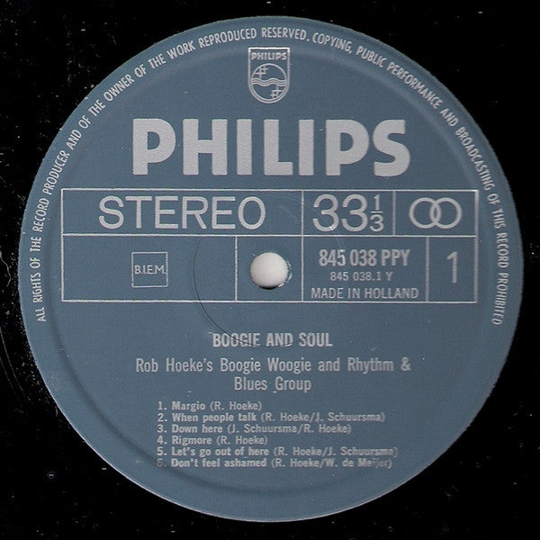 Rob Hoeke or Rob Hoeke's Boogie Woogie And R&B Group - Boogie & Soul (tweedehands LP) - Velvet Music