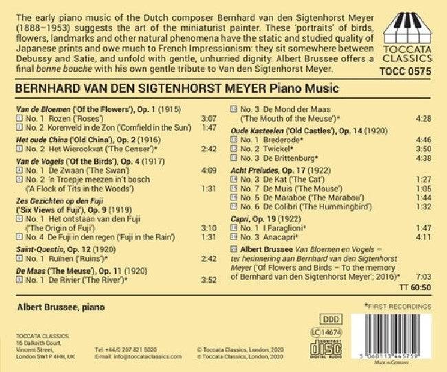 Albert Brussee - Sigtenhorst meyer: piano music (CD) - Velvet Music