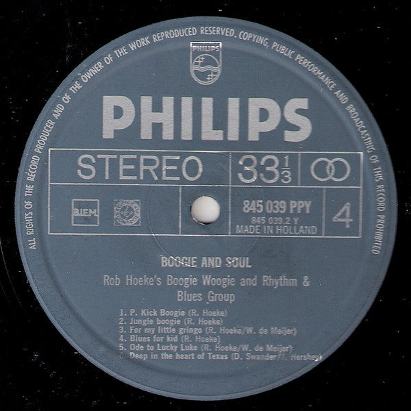 Rob Hoeke or Rob Hoeke's Boogie Woogie And R&B Group - Boogie & Soul (tweedehands LP) - Velvet Music