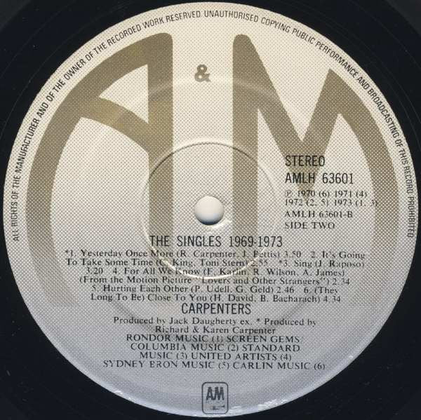 Carpenters - The Singles 1969-1973 (tweedehands LP) - Velvet Music
