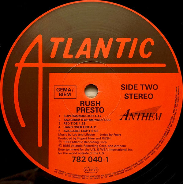 Rush - Presto (tweedehands LP) - Velvet Music