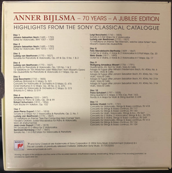 Anner Bylsma - 70 Years (Highlights From The Sony Classical Catalog) (second-hand CD)