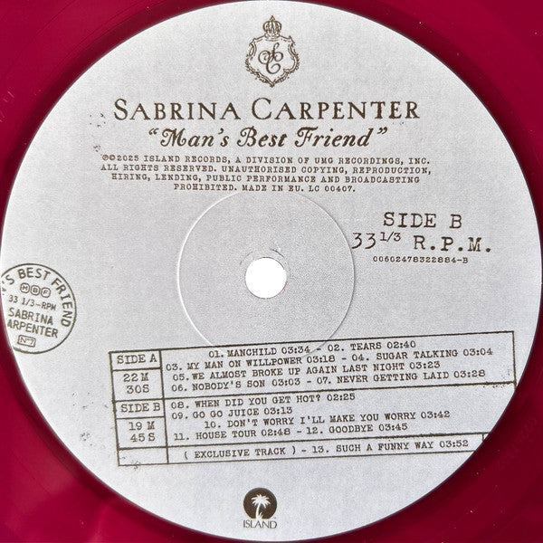 Sabrina Carpenter - Man's Best Friend (Translucent Burgundy, Alternate Cover LP)