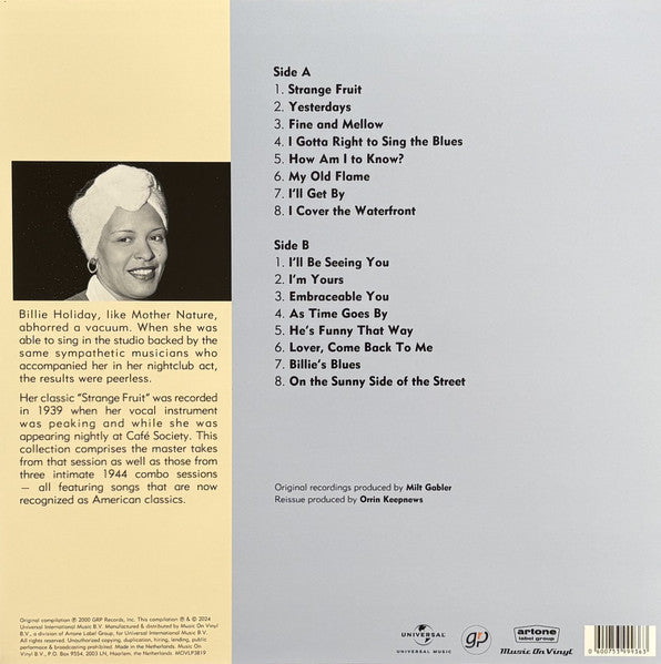 Billie Holiday - The Commodore Master Takes (LP) - Velvet Music