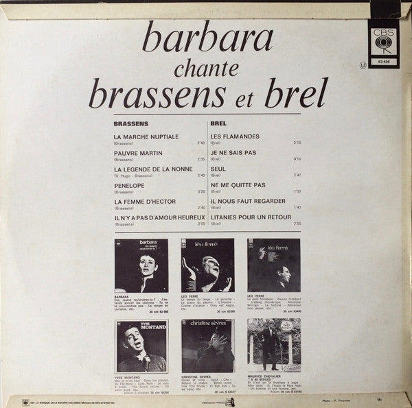 Barbara (5) - Barbara Chante Brassens Et Brel (CD) - Velvet Music