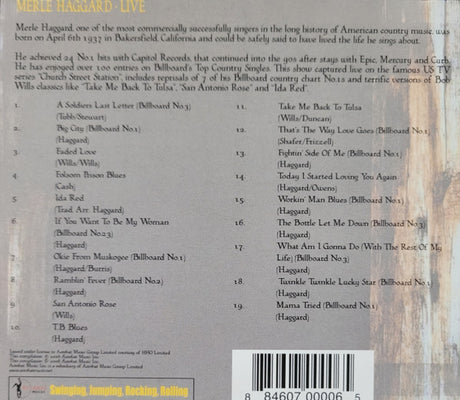 Merle Haggard - Live (CD) - Velvet Music