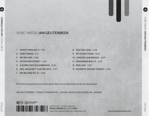 Jan Geijtenbeek - In Between (tweedehands CD) - Velvet Music