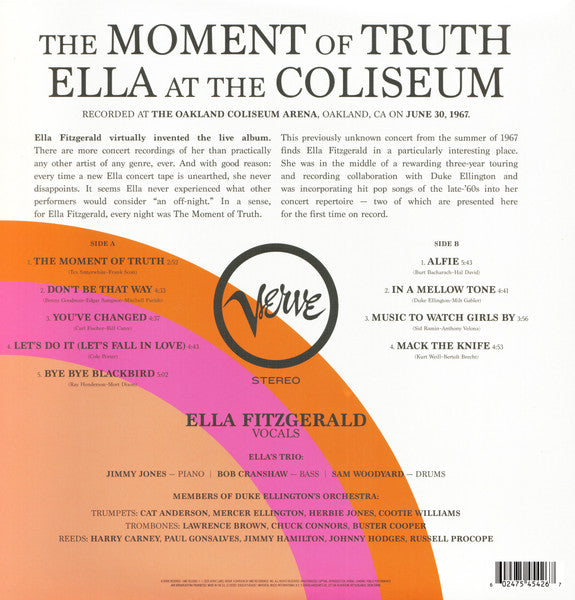 Ella Fitzgerald - The Moment Of Truth (Ella At The Coliseum) (LP) - Velvet Music