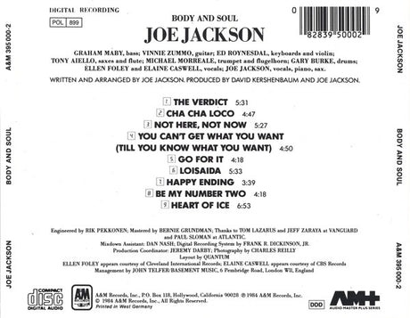 Joe Jackson - Body And Soul (tweedehands CD) - Velvet Music