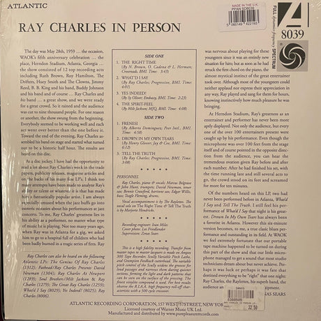 Ray Charles - In person live may 1959 -180 gr.- (LP) - Velvet Music