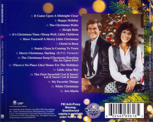 Carpenters - Christmas Once More (CD) - Velvet Music