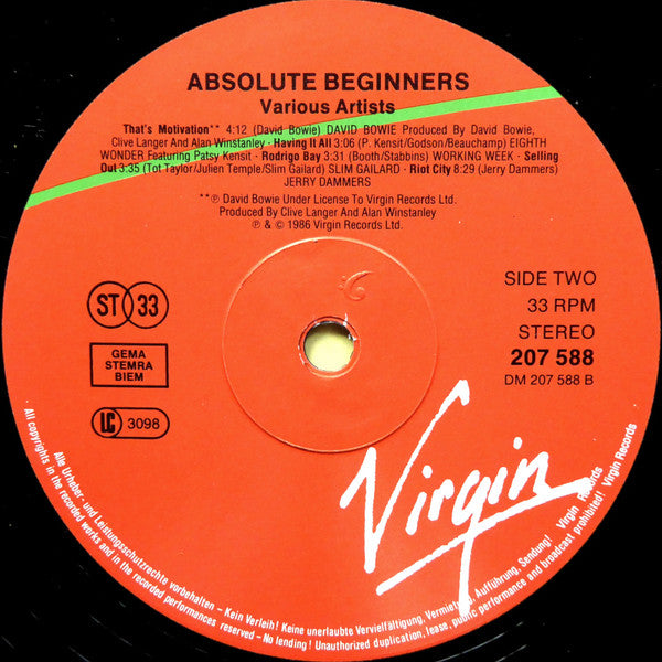 Various - Absolute Beginners The Musical (Songs From The Original Motion Picture) (second hand LP)