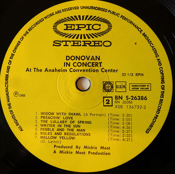 Donovan - Donovan In Concert (33 tours d'occasion)
