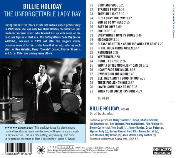 Billie Holiday - The Unforgettable Lady Day (CD) - Velvet Music