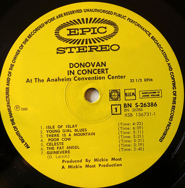 Donovan - Donovan In Concert (33 tours d'occasion)