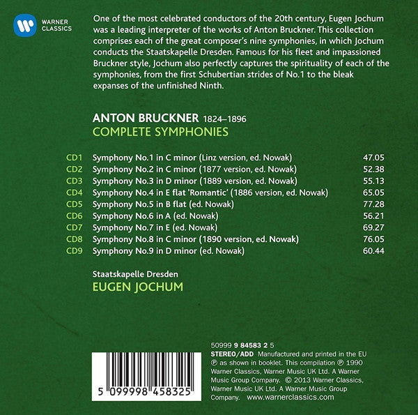 Anton Bruckner - Eugen Jochum, Staatskapelle Dresden - Complete Symphonies (tweedehands CD) - Velvet Music