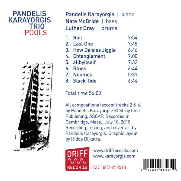 Pandelis Karayorgis Trio, Nate McBride, Luther Gray - Pools (tweedehands CD) - Velvet Music