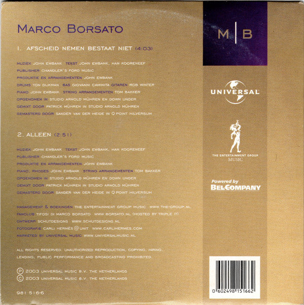 Marco Borsato - Afscheid Nemen Bestaat Niet (tweedehands CD) - Velvet Music