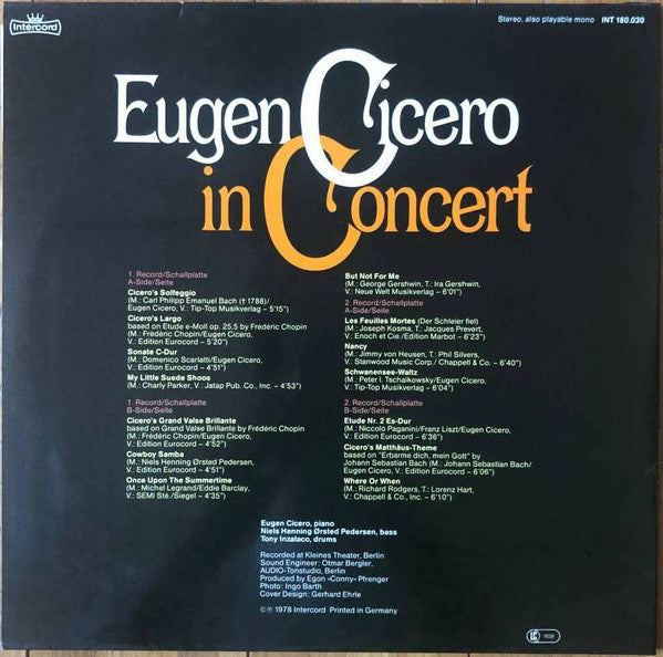 Eugen Cicero - Eugen Cicero In Concert (vinyle d'occasion)