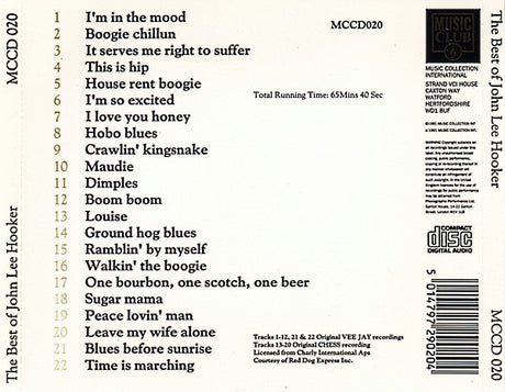 John Lee Hooker - The Best Of John Lee Hooker (tweedehands CD) - Velvet Music