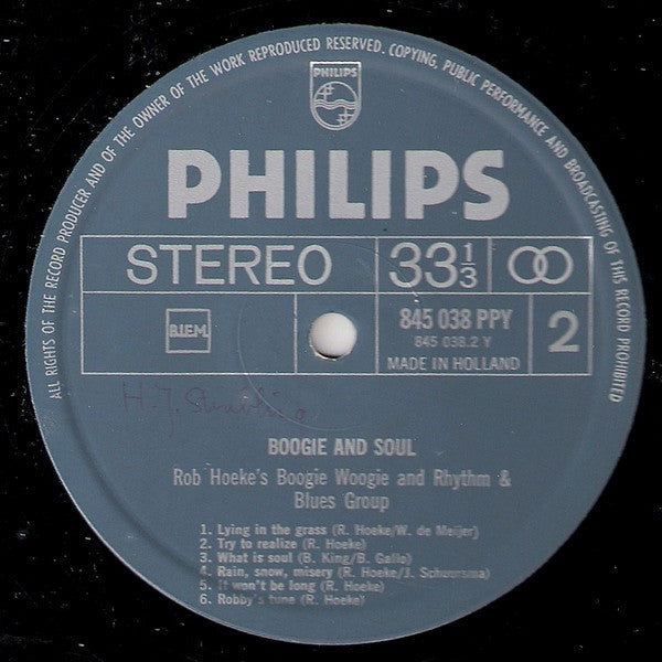 Rob Hoeke or Rob Hoeke's Boogie Woogie And R&B Group - Boogie & Soul (tweedehands LP) - Velvet Music