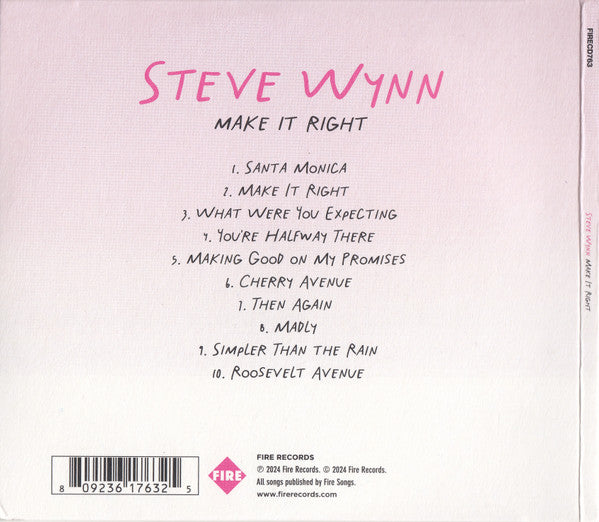 Steve Wynn - Make It Right (CD) - Velvet Music