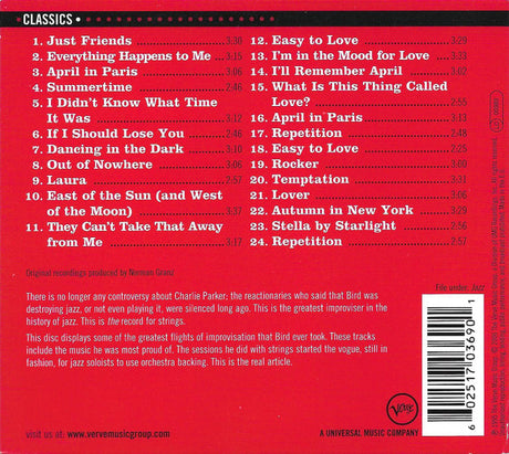 Charlie Parker - Charlie Parker With Strings: The Master Takes (CD) - Velvet Music
