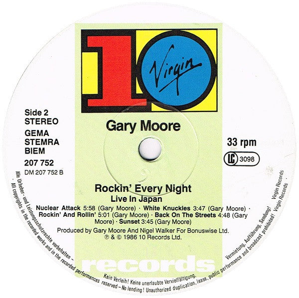 Gary Moore - Rockin' Every Night - Live In Japan (second hand LP)