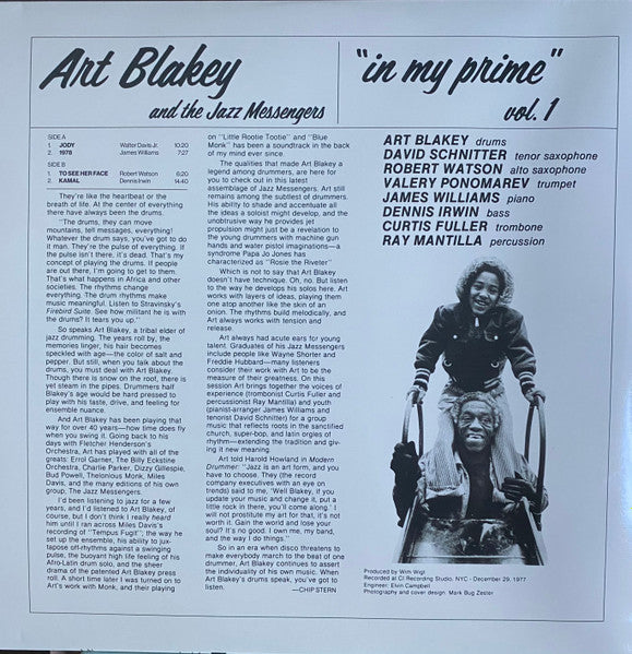 Art Blakey & The Jazz Messengers - In My Prime  (LP) - Velvet Music