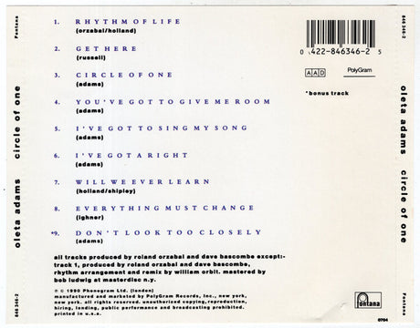 Oleta Adams - Circle Of One (tweedehands CD) - Velvet Music