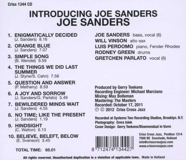 Joe Sanders (3) - Introducing Joe Sanders (CD d'occasion)