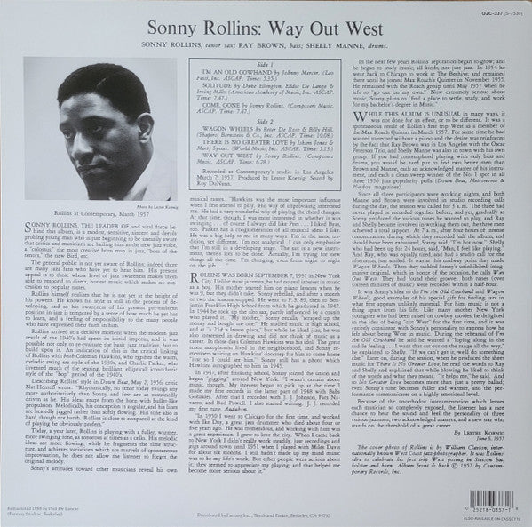 Sonny Rollins - Way Out West (LP) - Velvet Music